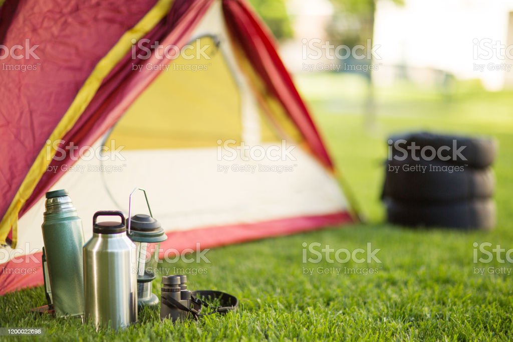 Background of a camping trip with copy space